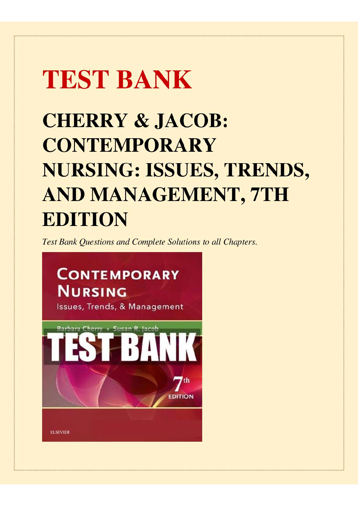Preview of Contemporary Nursing Issues Trends and Management 7th Edition